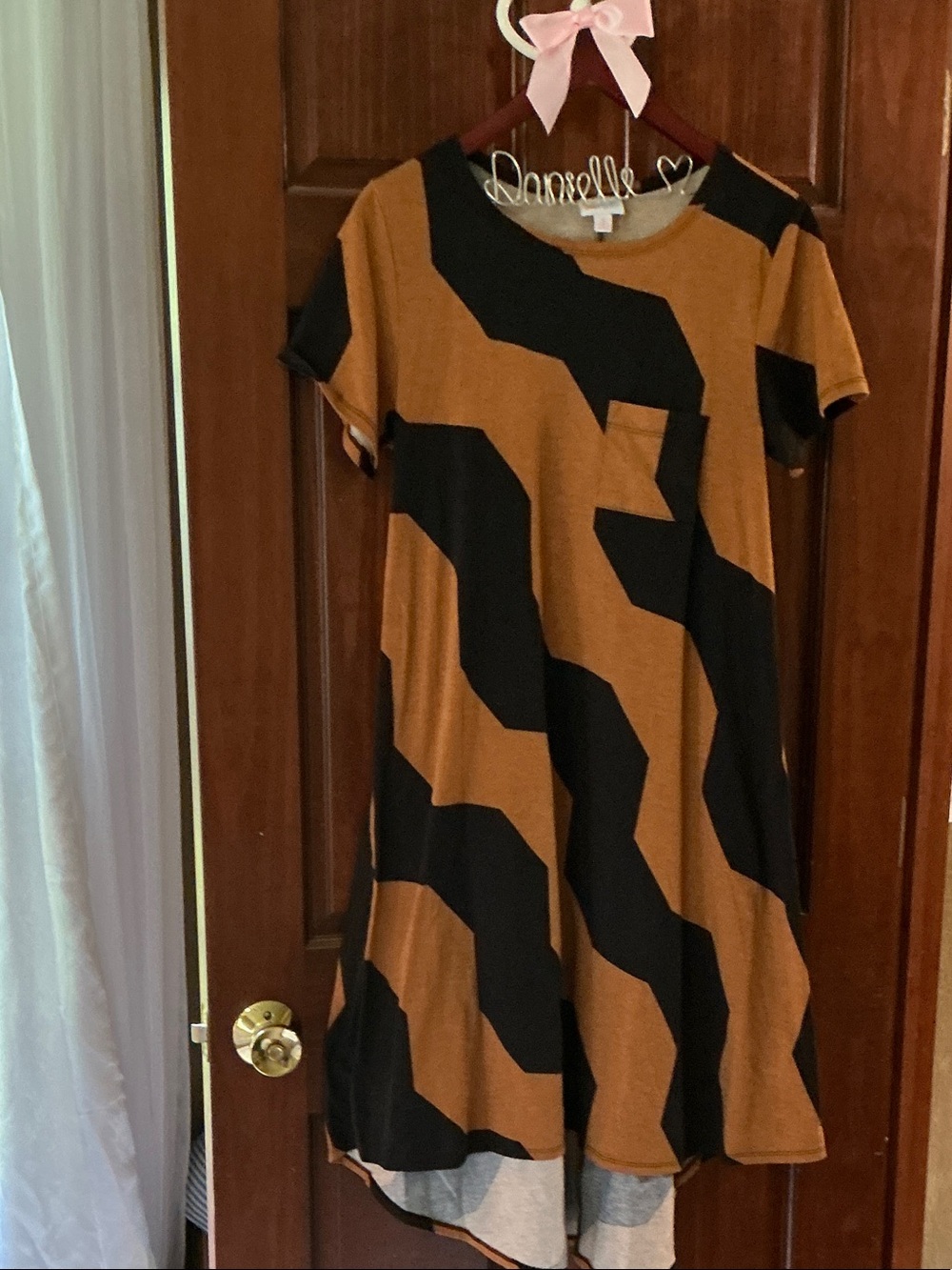 LuLaRoe Black and Brown Short-Sleeve Midi Dress